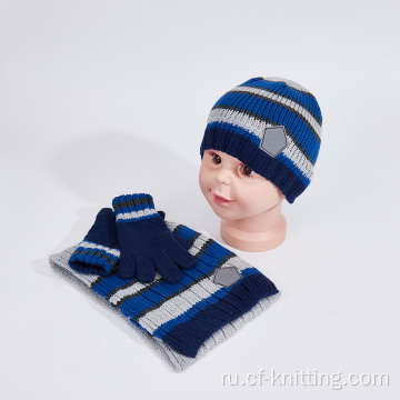 Детский зимний вязаный шарф -шарики набор